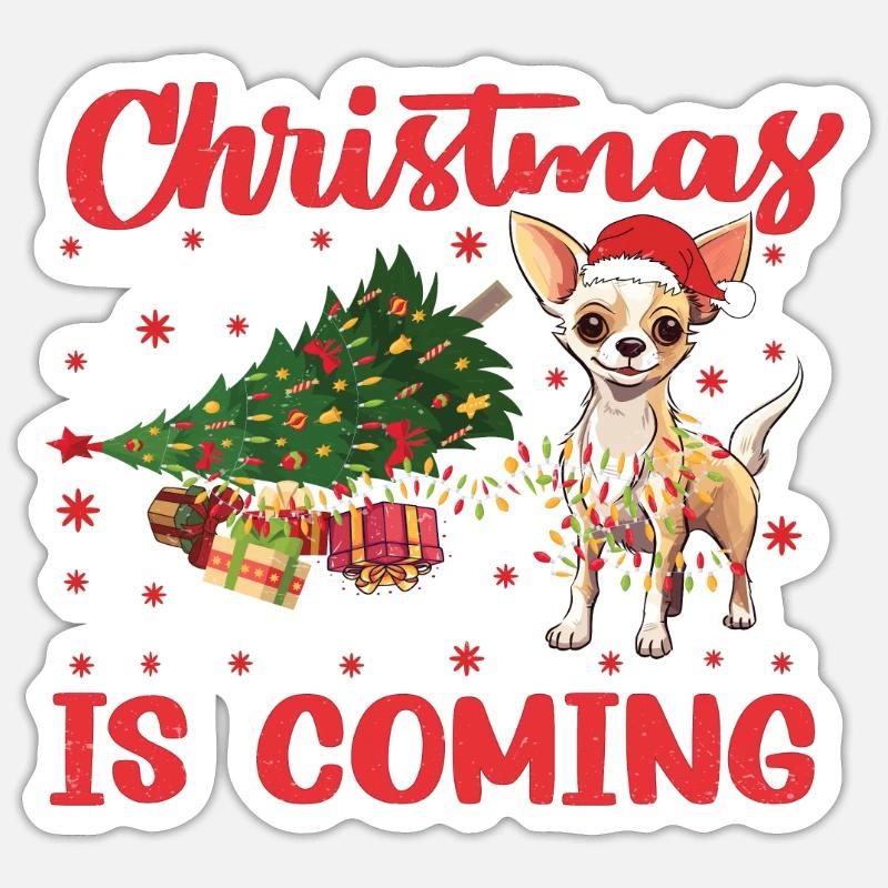Noël arrive version chien - Sticker taille S (10 x 10 cm) - blanc mat