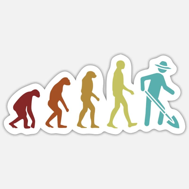 Farmer Evolution Bauer Landwirtschaft Biobauer - Sticker Größe S (10 x 10 cm) - Mattweiß