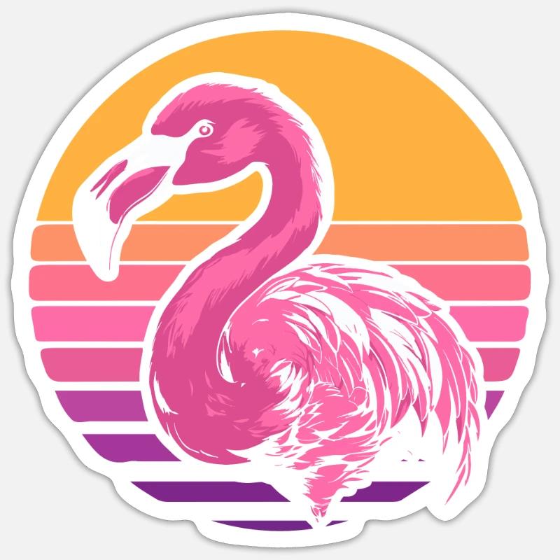 Flamant - Sticker taille S (10 x 10 cm) - blanc mat