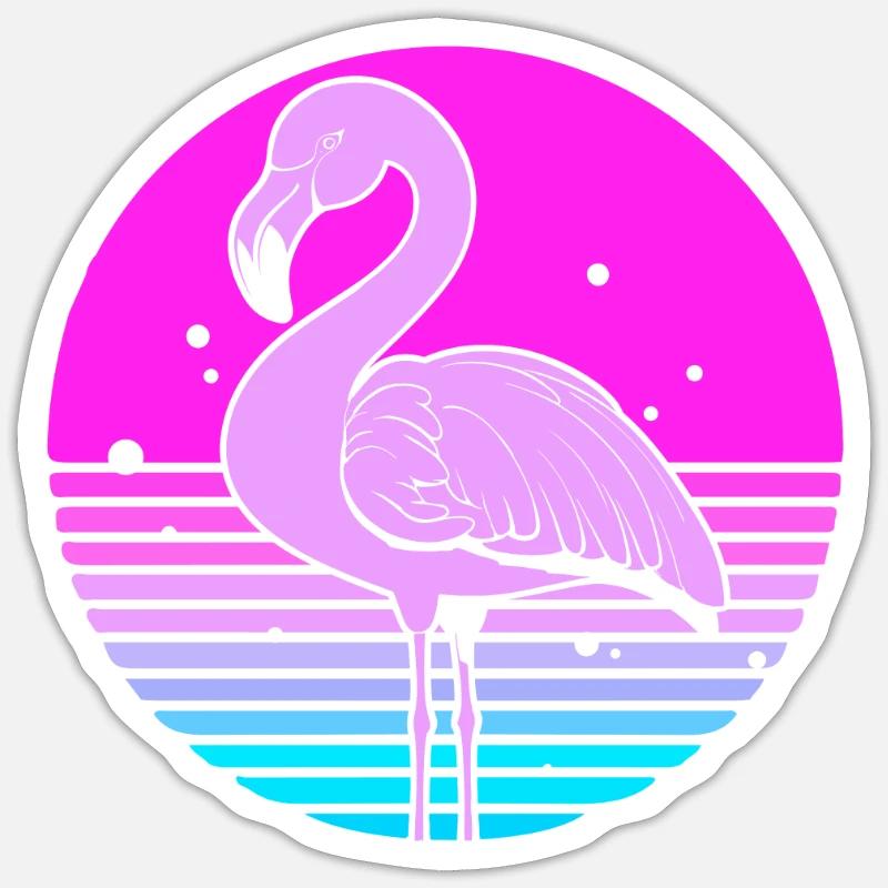 Flamant - Sticker taille S (10 x 10 cm) - blanc mat