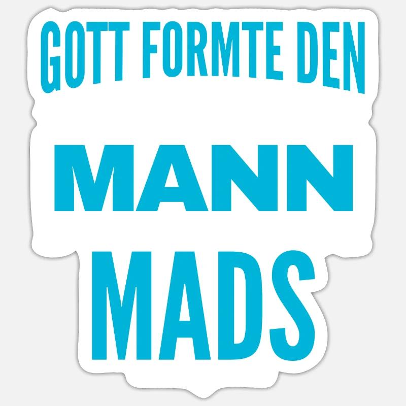 Mads Name Design - Sticker Größe S (10 x 10 cm) - Mattweiß
