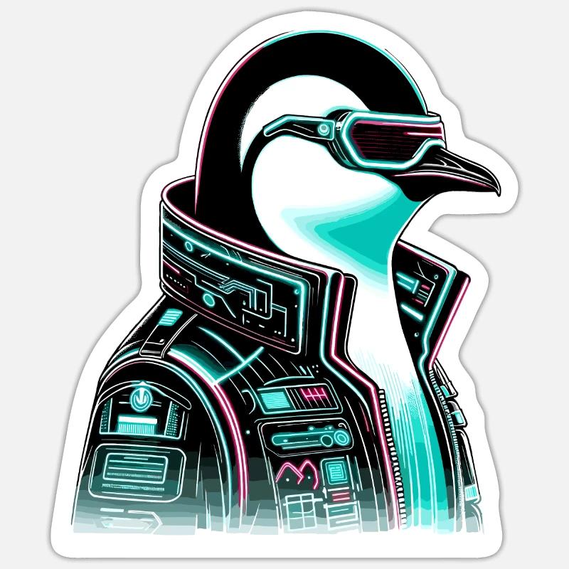 Cyberpunk Pingouin Conception graphique Sticker taille S (10 x 10 cm)