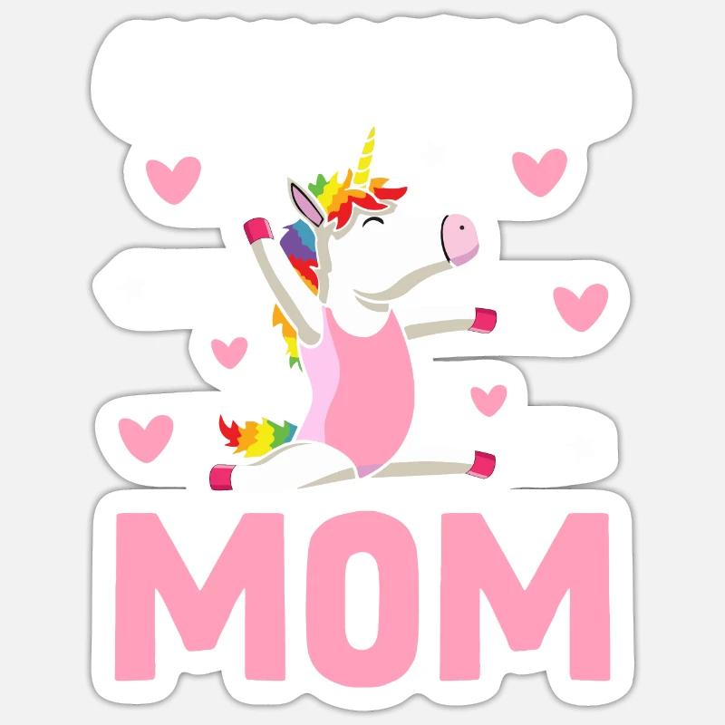 Gymnaste Acrobate, Maman - Sticker taille S (10 x 10 cm) - blanc mat