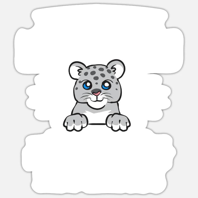 Schneeleopard - Sticker Größe S (10 x 10 cm) - Mattweiß