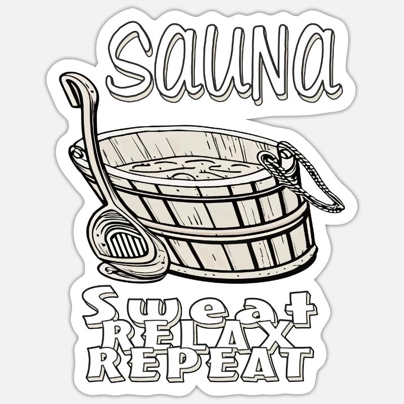 SAUNA SWEAT RELAX REPEAT - Sticker Größe S (10 x 10 cm) - Mattweiß
