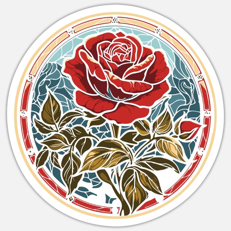 Rose rouge Goth - Sticker taille S (10 x 10 cm) - blanc mat