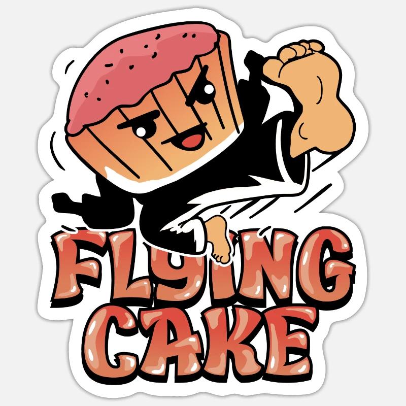 flying cake - Sticker size S (10 x 10 cm) - white matte