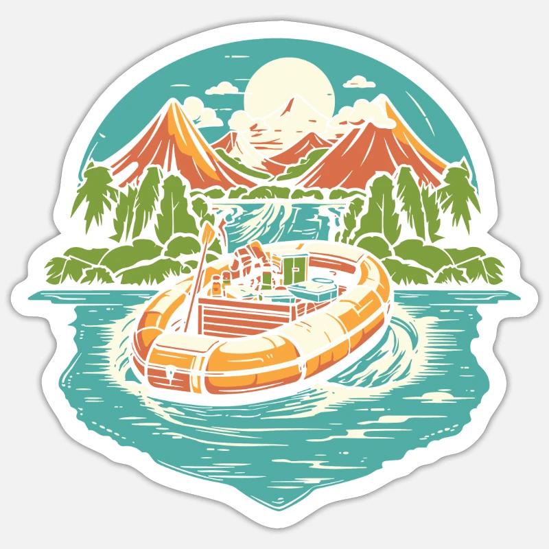 Rafting - Sticker Größe S (10 x 10 cm) - Mattweiß