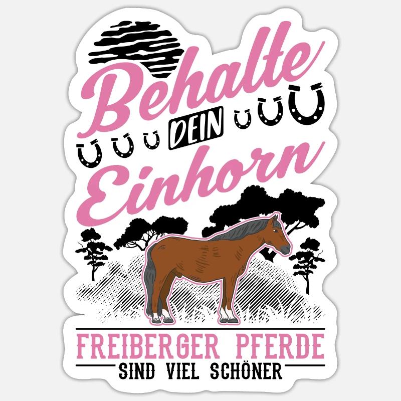 Freiberger Pferd Einhorn - Sticker Größe S (10 x 10 cm) - Mattweiß