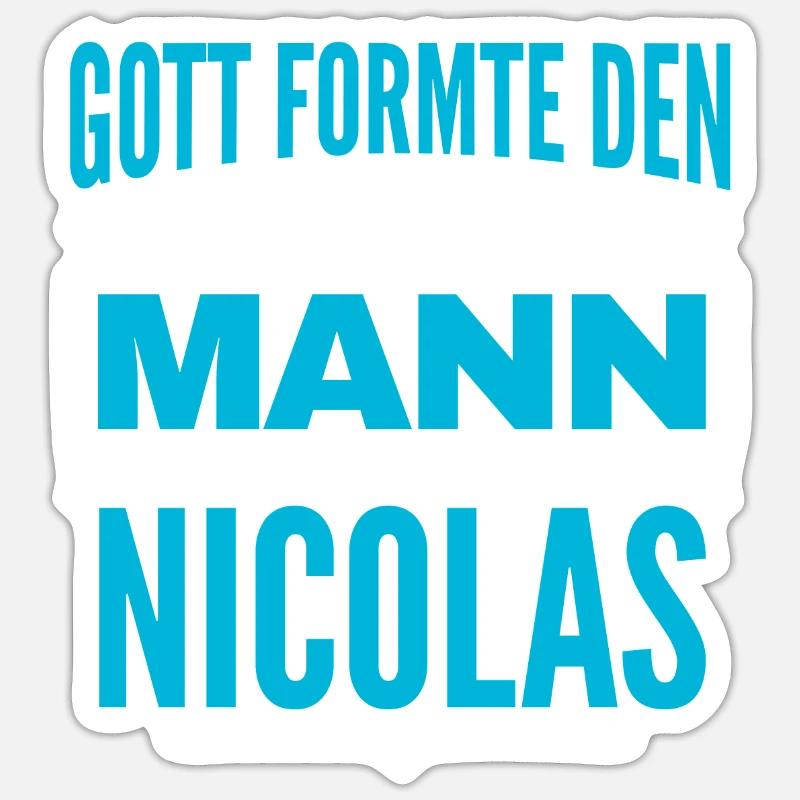 Nicolas Name Design - Sticker Größe S (10 x 10 cm) - Mattweiß
