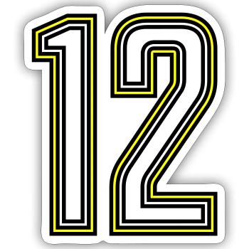 12 - Sticker Größe S (10 x 10 cm) - Mattweiß - Vorne