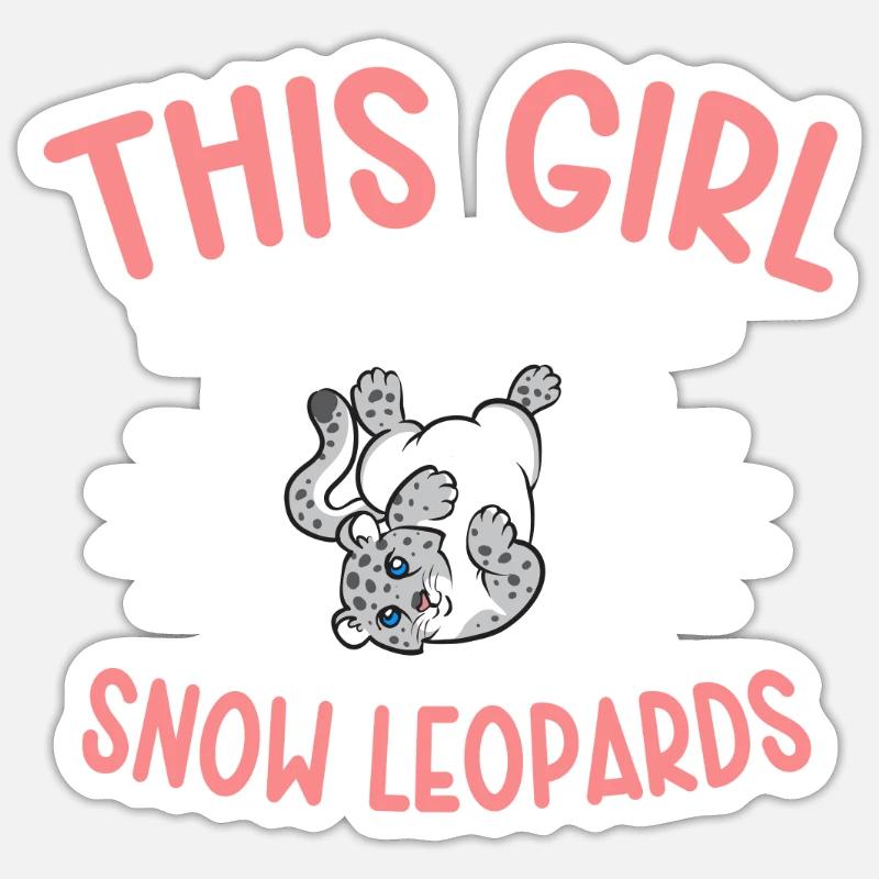 Schneeleopard - Sticker Größe S (10 x 10 cm) - Mattweiß