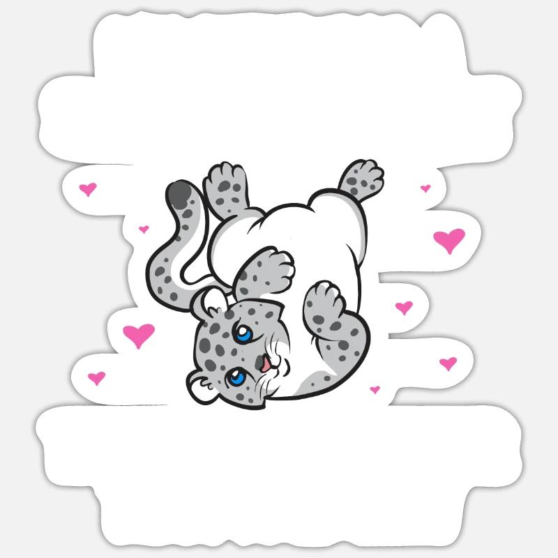 Schneeleopard - Sticker Größe S (10 x 10 cm) - Mattweiß