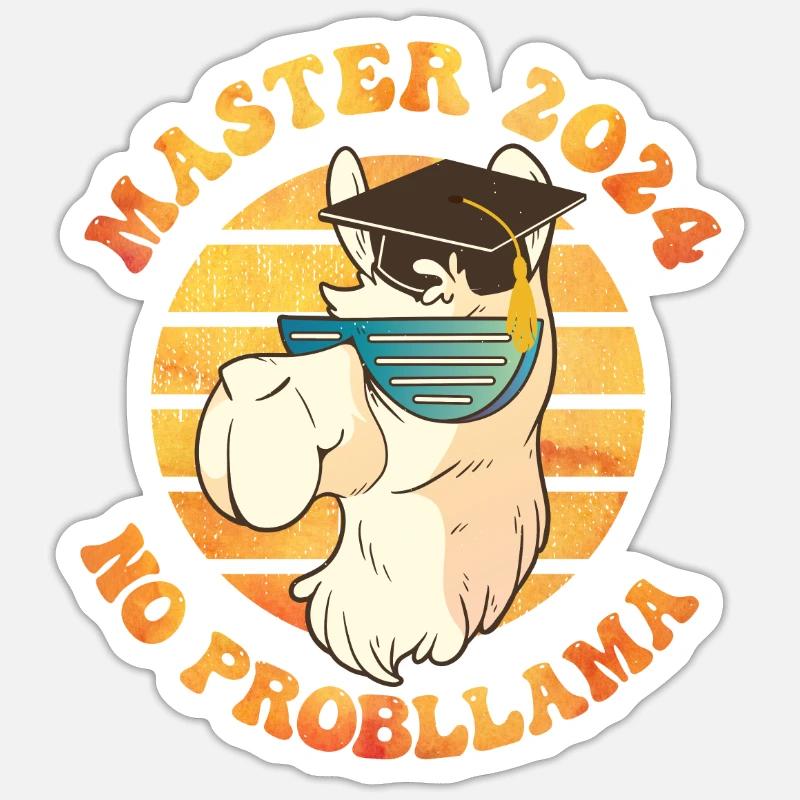Master 2024 No Prob Llama Masterabschluss Sticker Größe S (10 x 10 cm)
