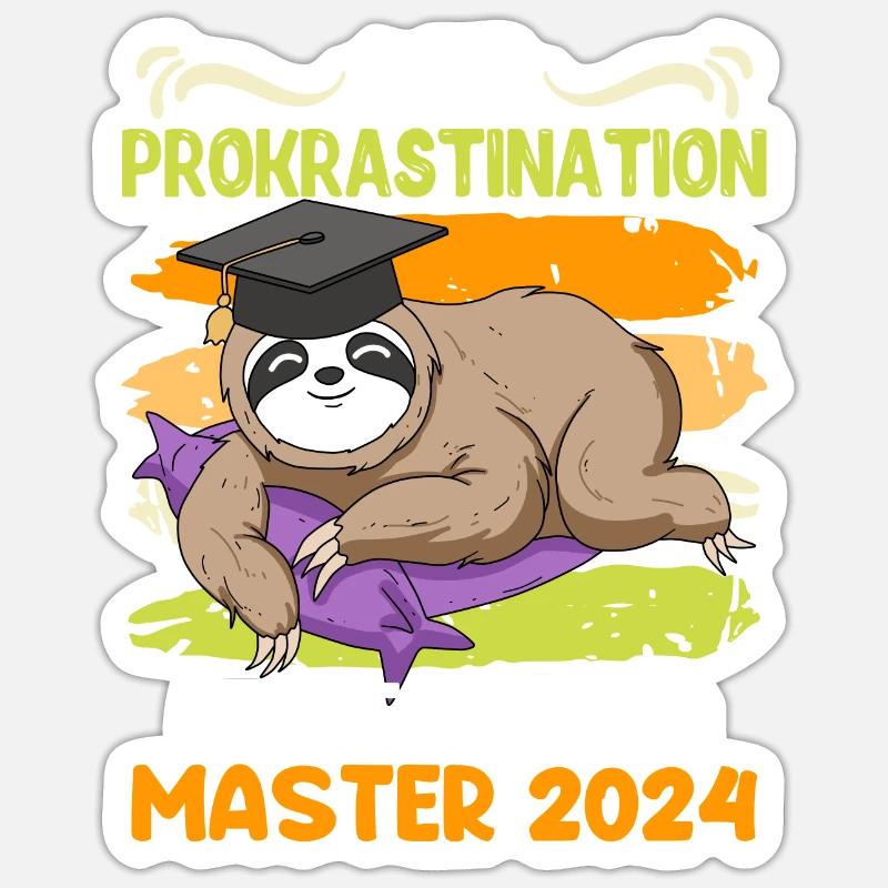 Master Mit Prokrastination Gemeistert Master - Sticker Größe S (10 x 10 cm) - Mattweiß