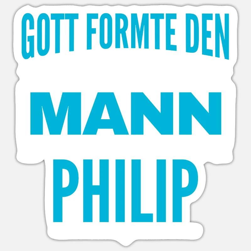 Philip Name Design - Sticker Größe S (10 x 10 cm) - Mattweiß