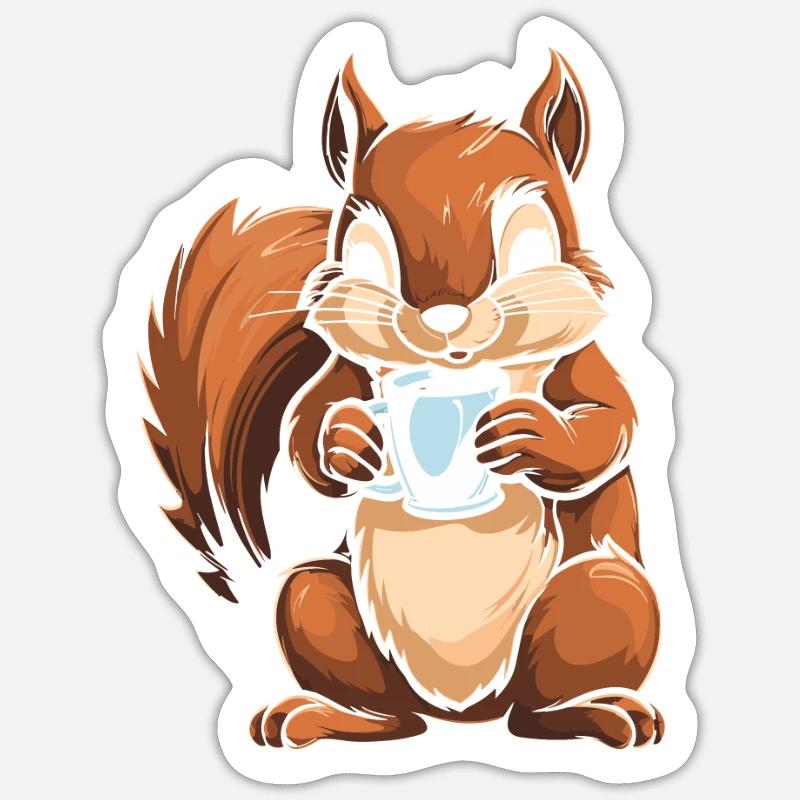 Café d’écureuil - Sticker taille S (10 x 10 cm) - blanc mat