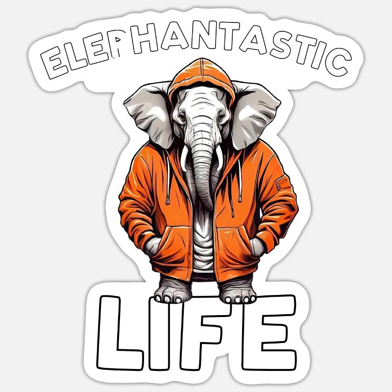 Elephantastic Life - Elefantendesign - Sticker Größe S (10 x 10 cm) - Mattweiß