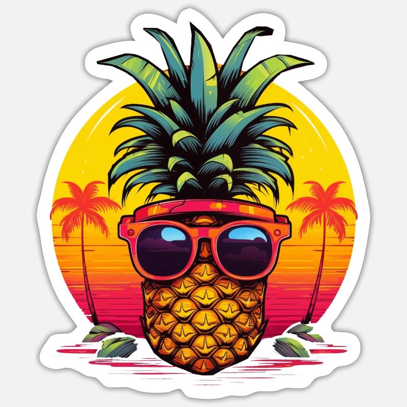 Synthwave Pineapple - Sticker size S (10 x 10 cm) - white matte