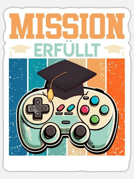 Masterabschluss Mission Erfüllt Gamer Master - Sticker Größe S (10 x 10 cm) - Mattweiß