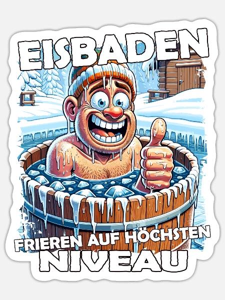 Eisbaden Winterbaden Lustig - Sticker Größe S (10 x 10 cm) - Mattweiß