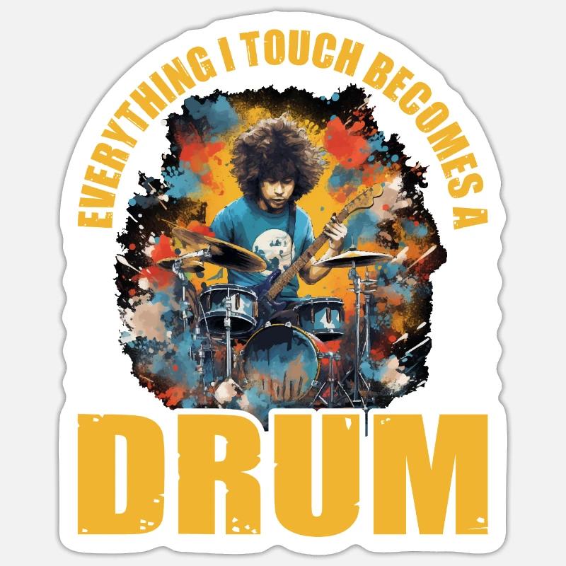 Everything I Touch Becomes A Drum 21 - Sticker Größe S (10 x 10 cm) - Mattweiß