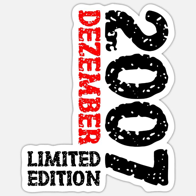2007 Dezember Limited Edition 16. Geburtstag Deko - Sticker Größe S (10 x 10 cm) - Mattweiß