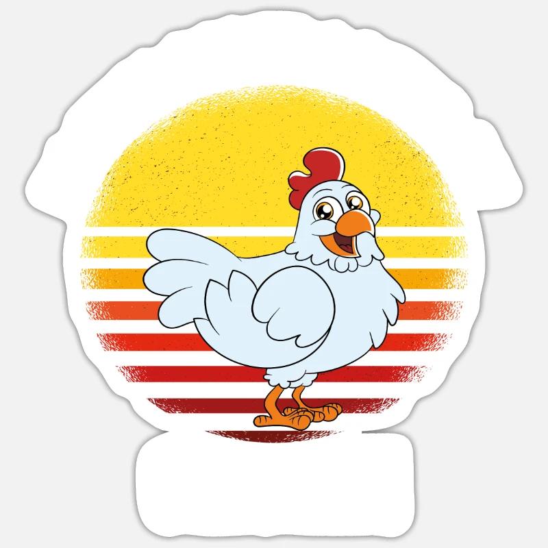 Drôle De Poulet Dire Poulet - Sticker taille S (10 x 10 cm) - blanc mat