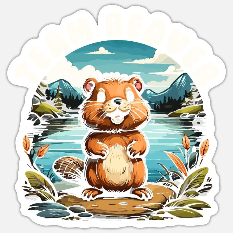 Équipe Beaver - Sticker taille S (10 x 10 cm) - blanc mat
