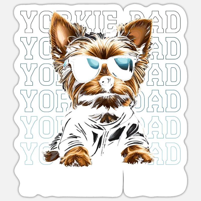 Yorkie Dad - Sticker Größe S (10 x 10 cm) - Mattweiß