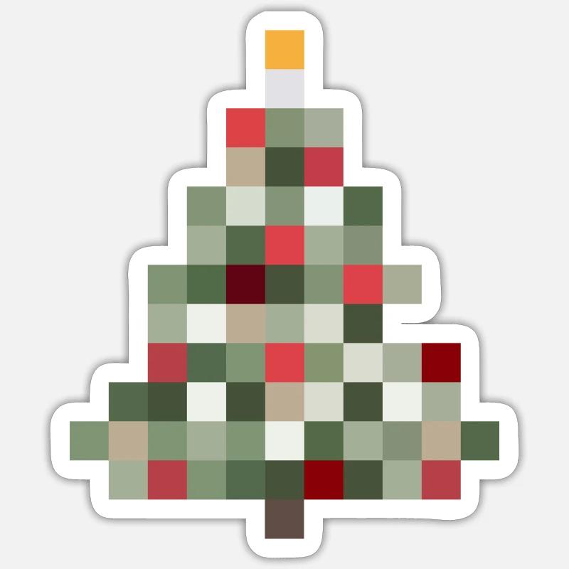 8-Bit Retro Tannenbaum Xmas - Sticker Größe S (10 x 10 cm) - Mattweiß