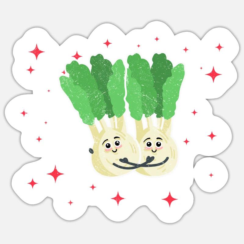 Cute Celery Couple Hugging Celery Lovers Sticker size S (10 x 10 cm)