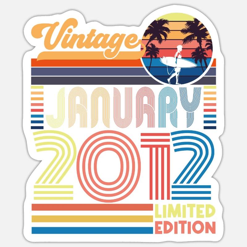 Jubiläum Januar 2012. Geschenk Januar 2012. Sticker Größe S (10 x 10 cm)