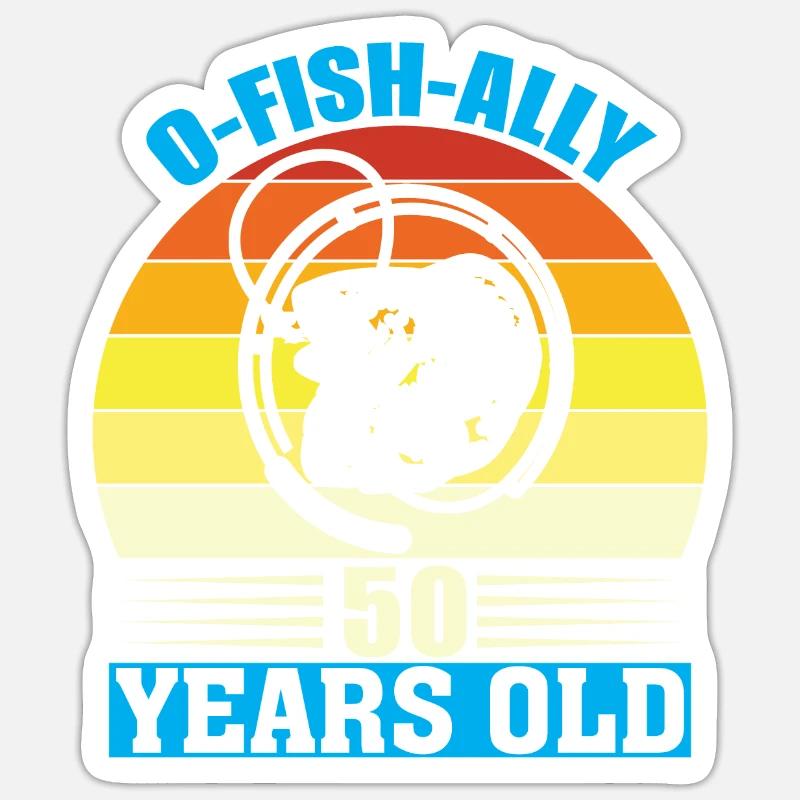 O-Fish-Ally 50 ans - Sticker taille S (10 x 10 cm) - blanc mat