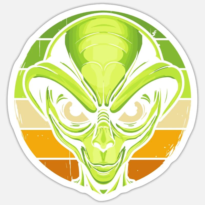 Alien Außerirdischer - Sticker taille S (10 x 10 cm) - blanc mat