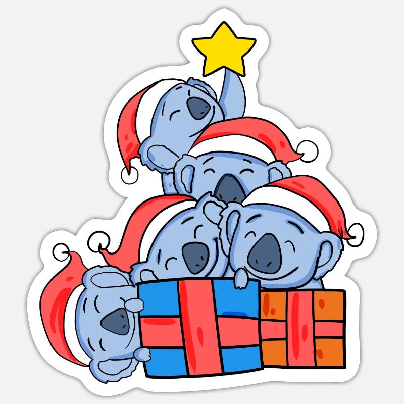 Koala sapin de Noël Noël - Sticker taille S (10 x 10 cm) - blanc mat
