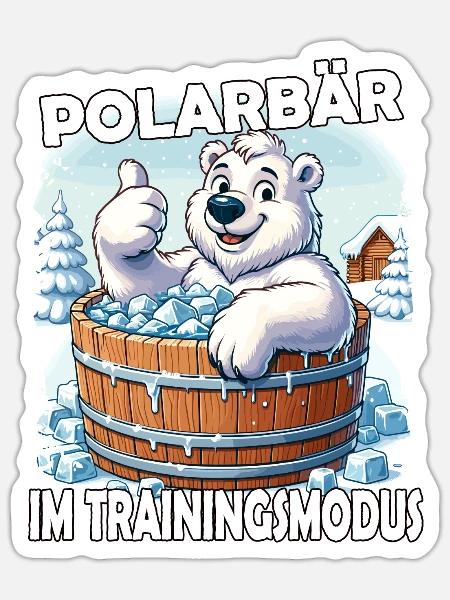 Eisbaden Winterbaden Lustig - Sticker Größe S (10 x 10 cm) - Mattweiß