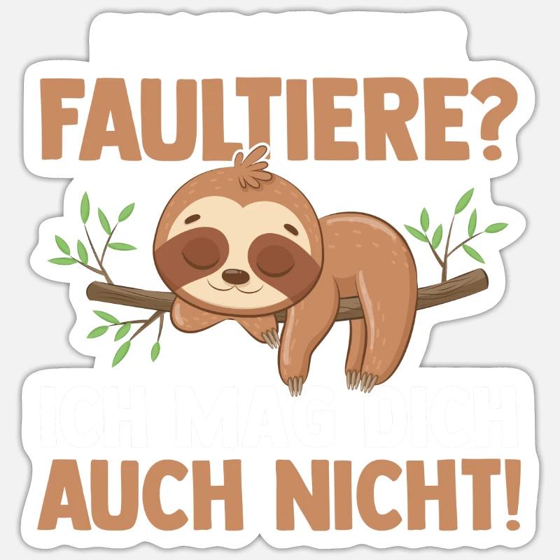 Faultier - Sticker Größe S (10 x 10 cm) - Mattweiß