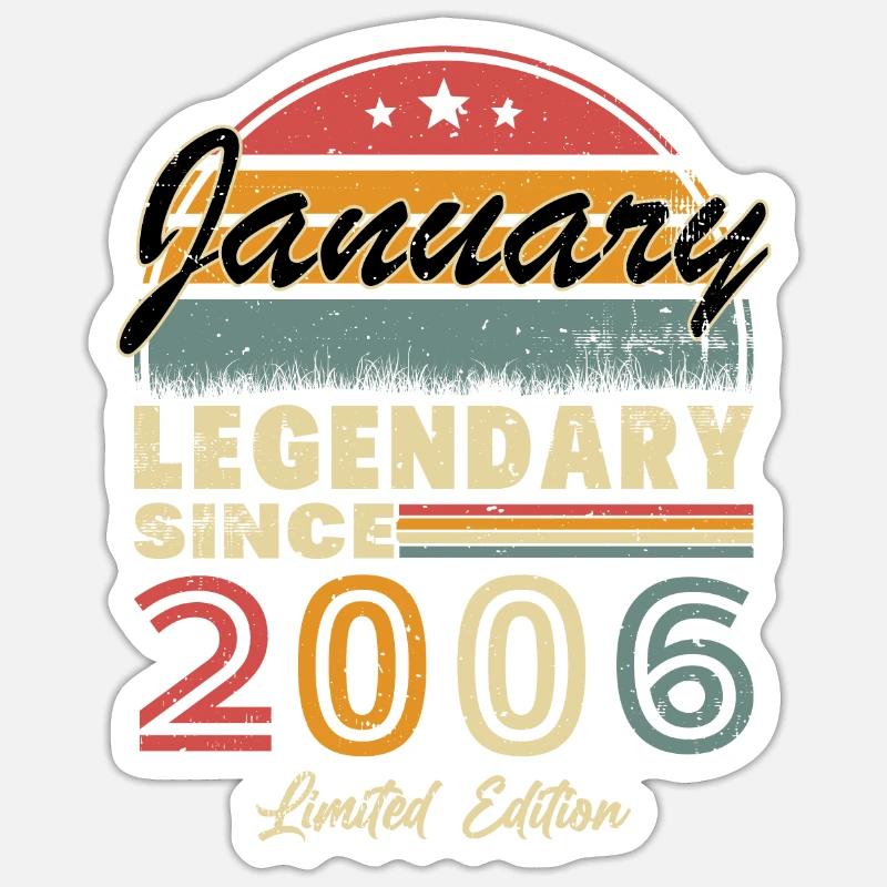Geburtstagsgeschenk geboren im Januar 2006 - Sticker Größe S (10 x 10 cm) - Mattweiß
