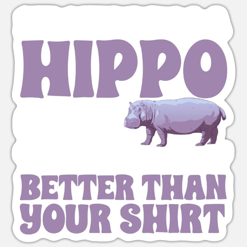 Flusspferd Nilpferd - Sticker Größe S (10 x 10 cm) - Mattweiß