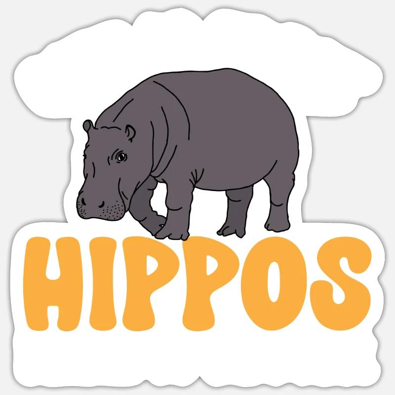 Flusspferd Nilpferd - Sticker Größe S (10 x 10 cm) - Mattweiß