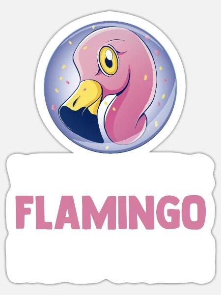 Verrücktes Flamingo Mädchen - Sticker Größe S (10 x 10 cm) - Mattweiß