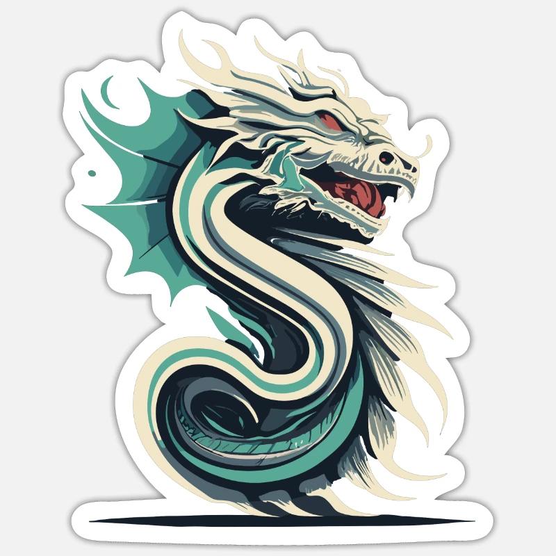 Letter S with dragon - Sticker size S (10 x 10 cm) - white matte
