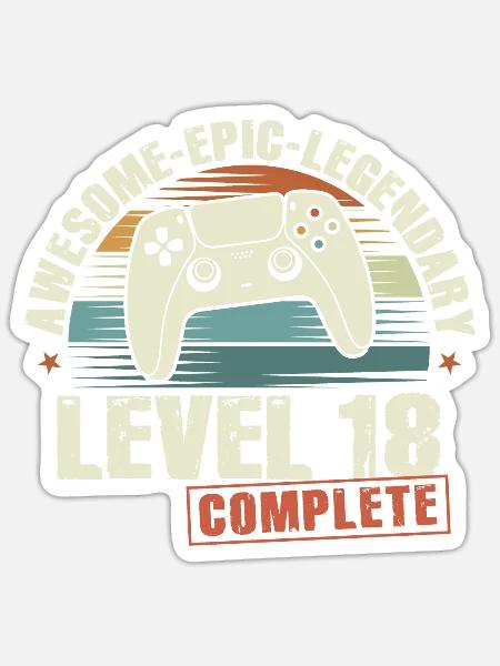 Level 18 Complete Geschenk zum 18. Geburtstag - Sticker Größe S (10 x 10 cm) - Mattweiß