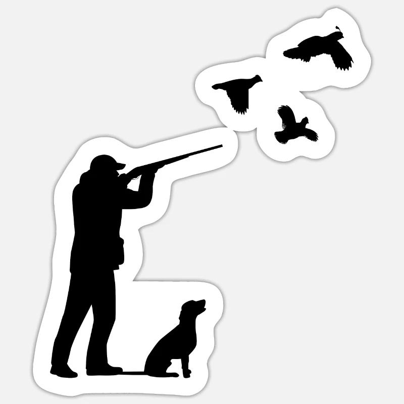 Quaglia Caccia Uccello Uomini Cacciatore Cane - Sticker formato S (10 x 10 cm) - bianco opaco