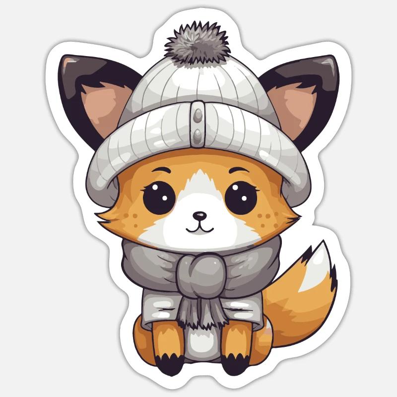 Fuchs Winter - Sticker Größe S (10 x 10 cm) - Mattweiß