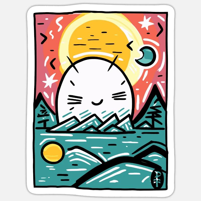 Cute creature hiding in nature - Sticker size S (10 x 10 cm) - white matte