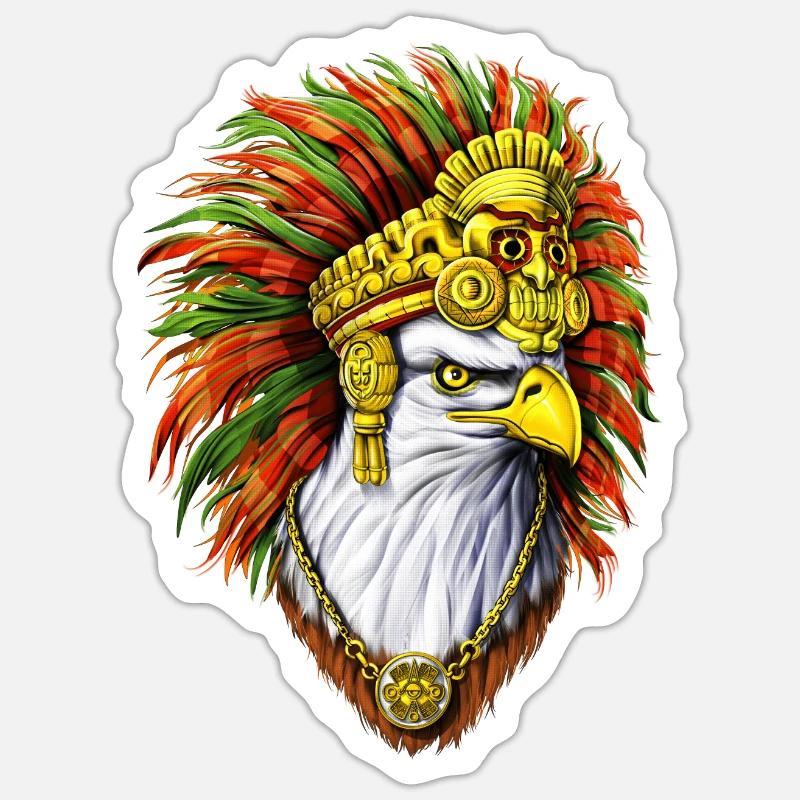 Aigle aztèque - Sticker taille S (10 x 10 cm) - blanc mat