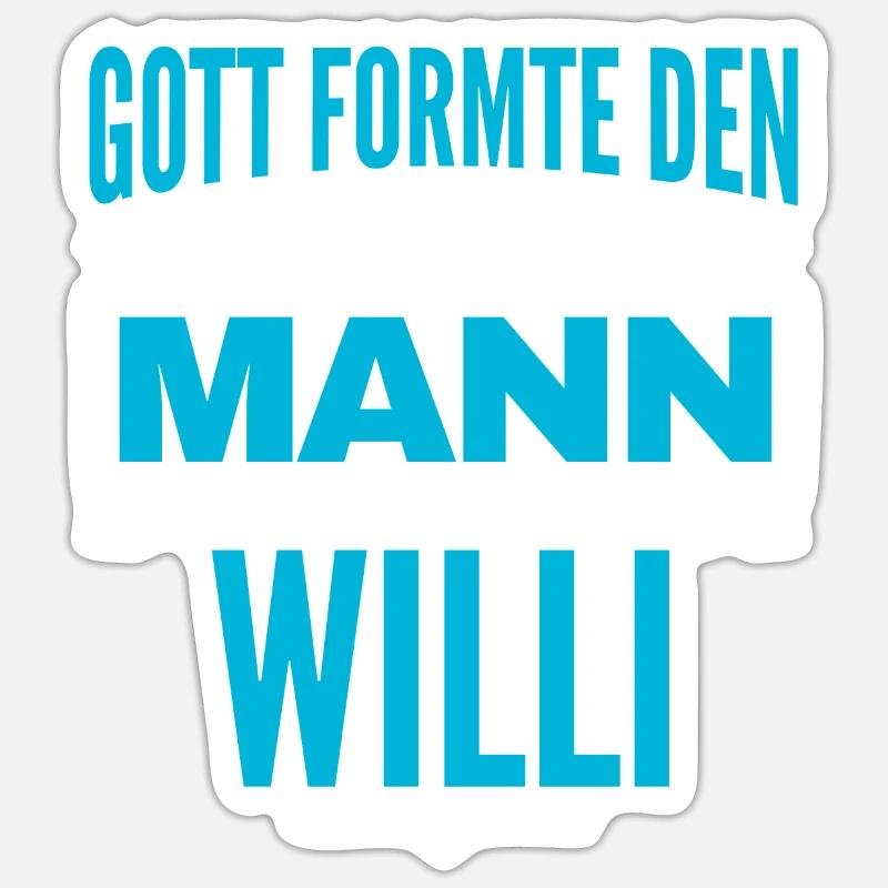 Willi Name Design - Sticker Größe S (10 x 10 cm) - Mattweiß