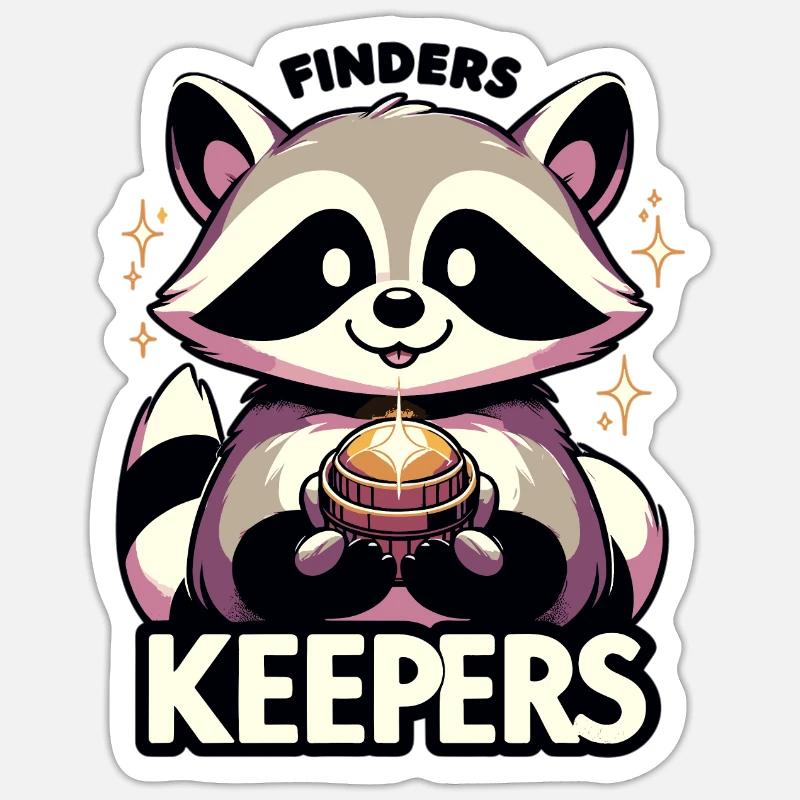 Frecher Waschbär mit glänzendem Objekt Sticker Größe S (10 x 10 cm)